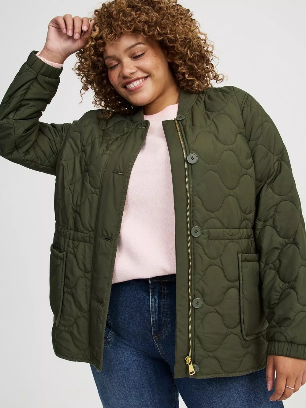 NWT Torrid Olive Green Quilted Plus Size Bomber Jacket